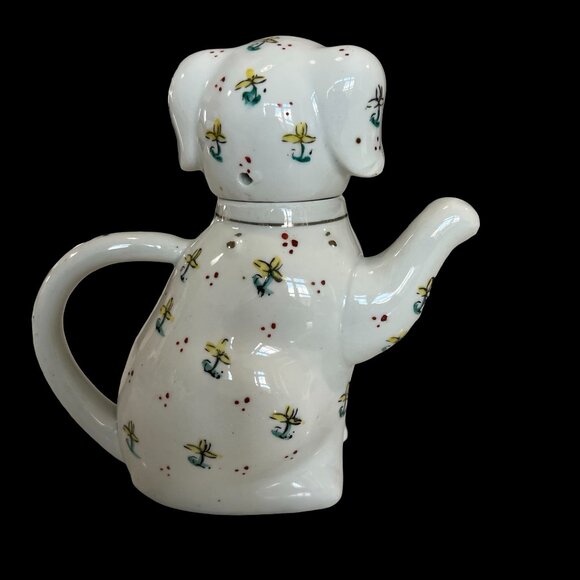 Vintage Ceramic White Puppy Dog Teapot / Creamer 5-3/4" Tall Raised Paw Spout - Picture 5 of 13